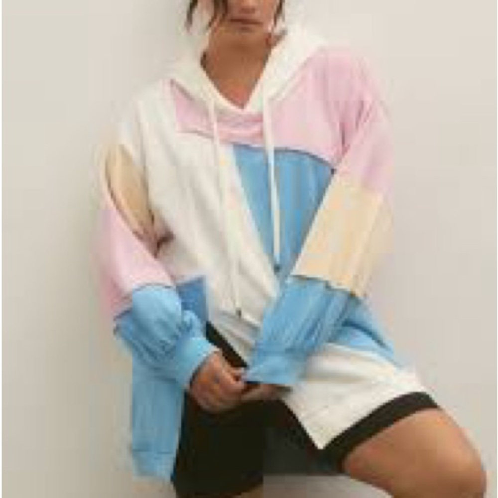 Anthropologie Pilcro Colorblock Hooded Sweatshirt Medium Oversized NWT